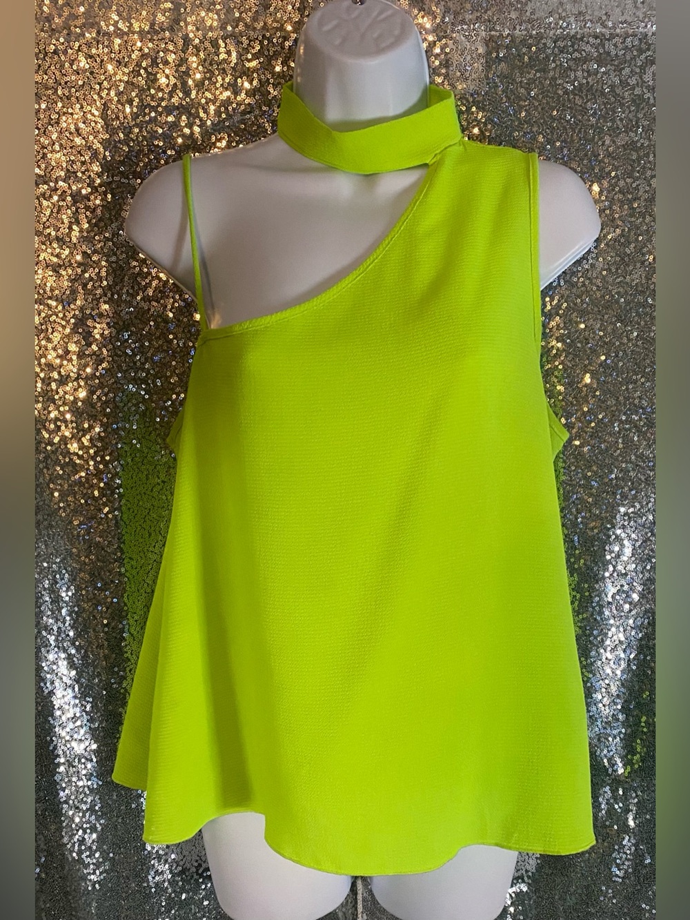 Hello Miss |  Chartreuse | Asymmetrical Choker Neck Blouse | Top L